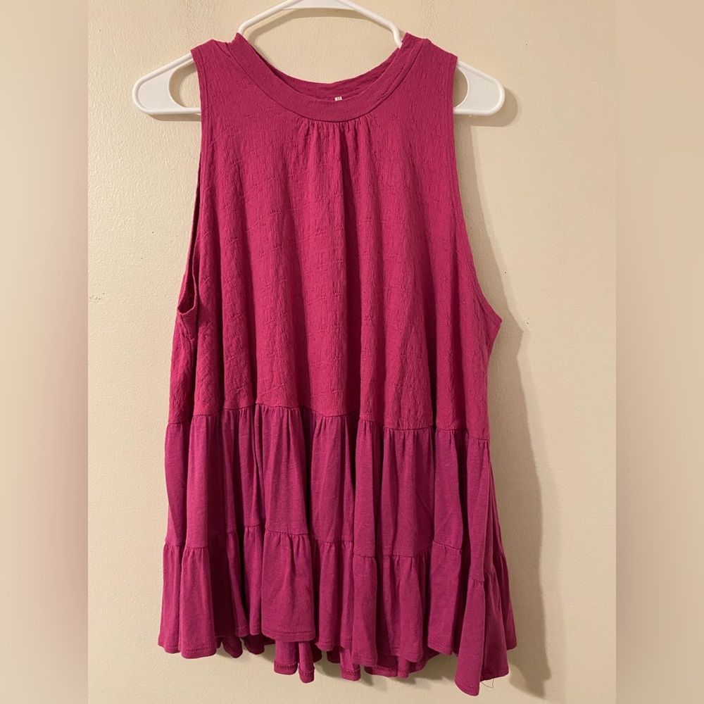 Womens Free People Right On Time Open Back Tunic Tank Top Pink Size‎ Small
